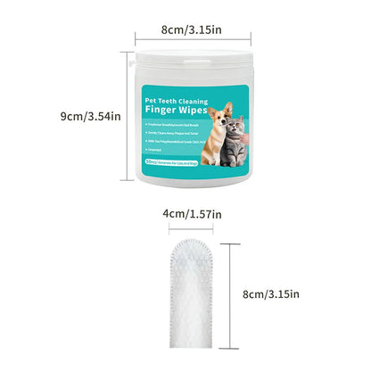 Pet Cleaning Finger Wipes – Dog & Cat Teeth, Ear & Eye Care Wipes (50PCS)