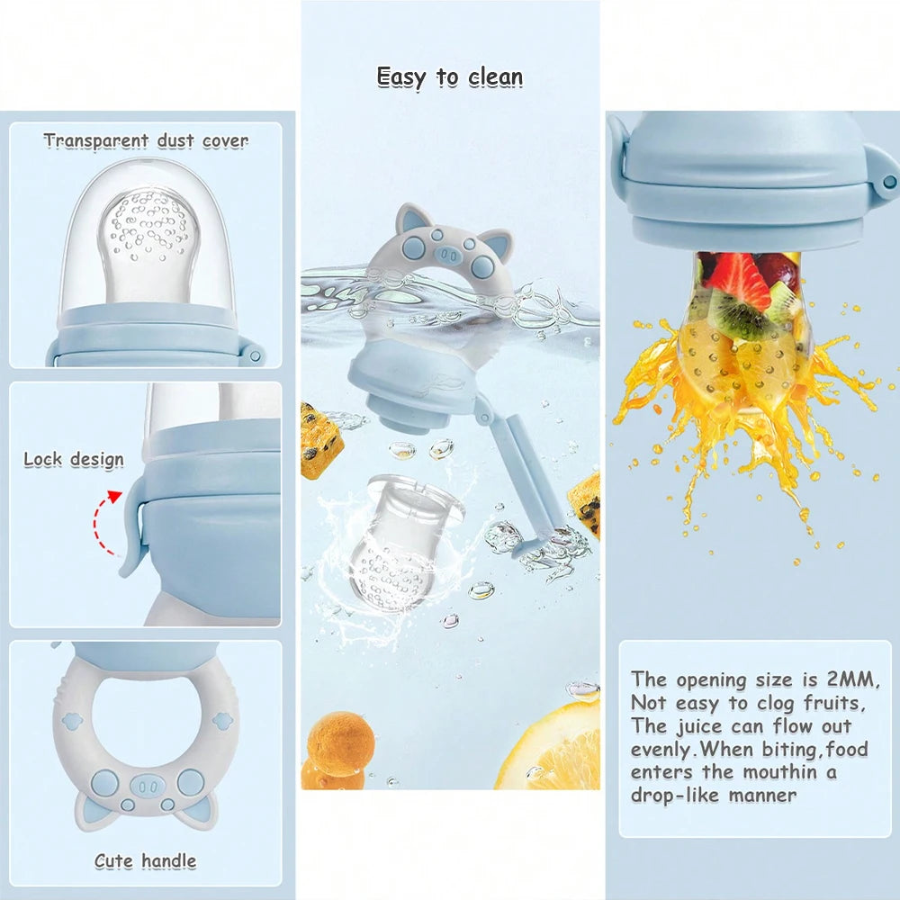 4-Pack Silicone Baby Fruit Feeder & Teether Set – Food Grade Feeding Pacifiers