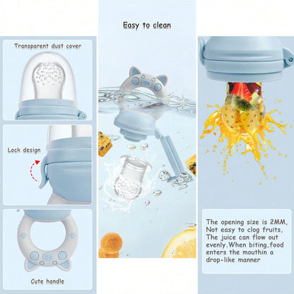 4-Pack Silicone Baby Fruit Feeder & Teether Set – Food Grade Feeding Pacifiers