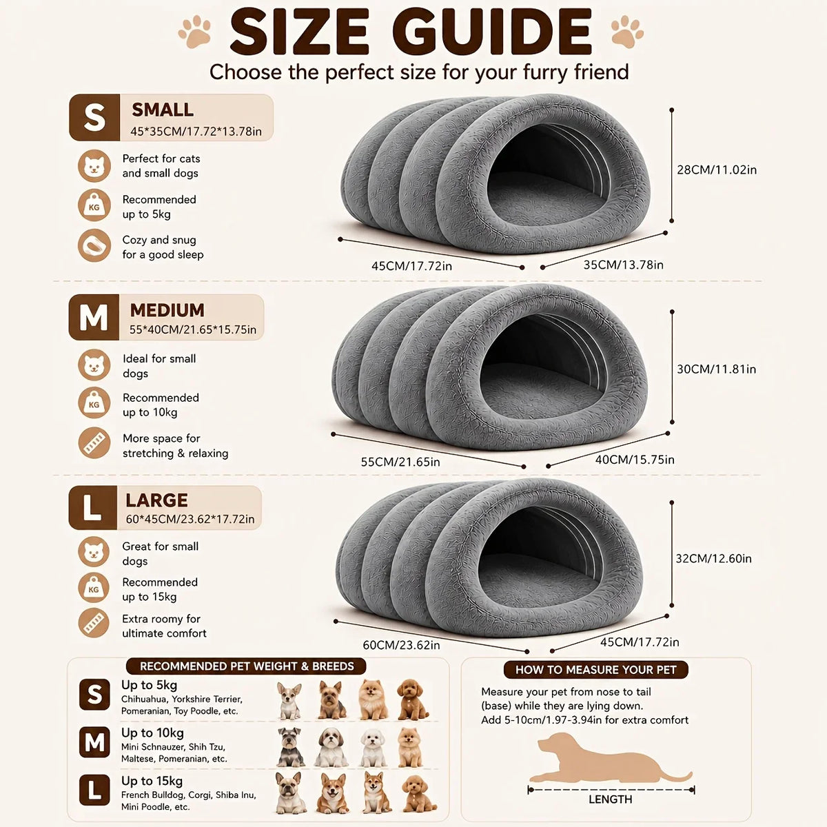 Soft Plush Cat Cave Bed – Warm Semi-Enclosed Sleeping Bed for Cats & Small Dogs