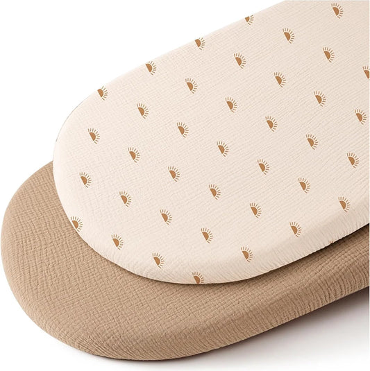 2-Pack Baby Bassinet Sheets – Soft Breathable Fitted Sheets for Bassinets & Changing Pads