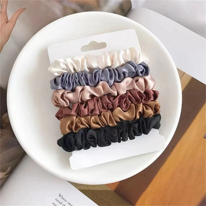 6-Piece Satin Hair Scrunchie Set – Soft Everyday Hair Ties