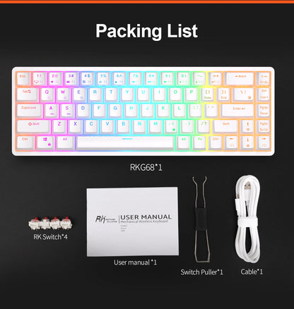 RGB Mechanical Gaming Keyboard – 68 Keys, Hot-Swappable, Wireless
