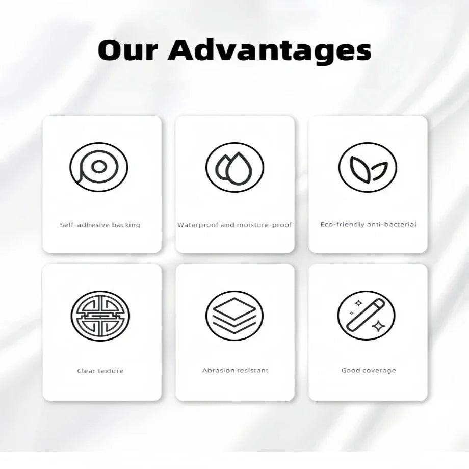 Self-Adhesive Waterproof Wallpaper  (available in 6 designs and multiple sizes)