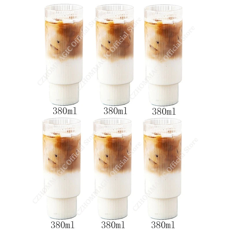 Vintage Ribbed Glass Cups – Heat-Resistant Coffee & Drink Tumblers