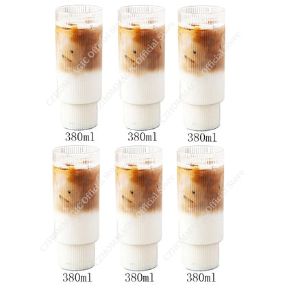 Vintage Ribbed Glass Cups – Heat-Resistant Coffee & Drink Tumblers
