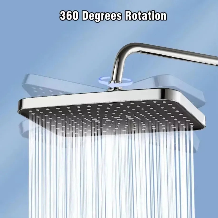 14" High Pressure Rain Shower Head – 360° Adjustable Water-Saving Design