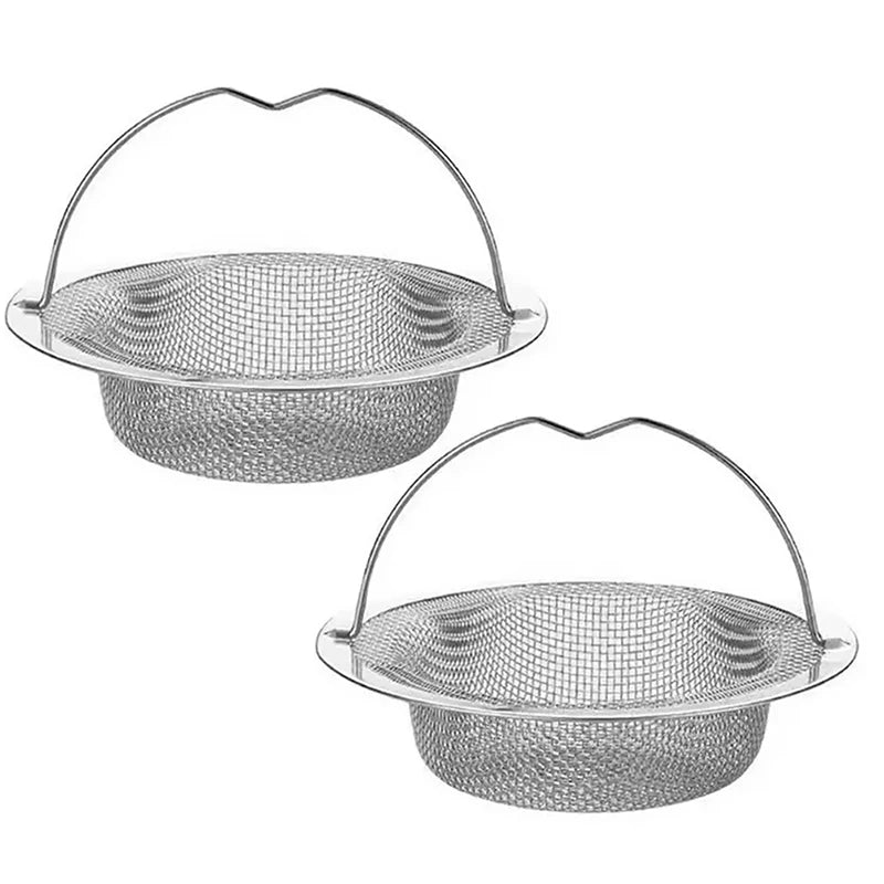 Stainless Steel Drain Hair Catcher – Removable Shower, Bath & Sink Strainer with Handle