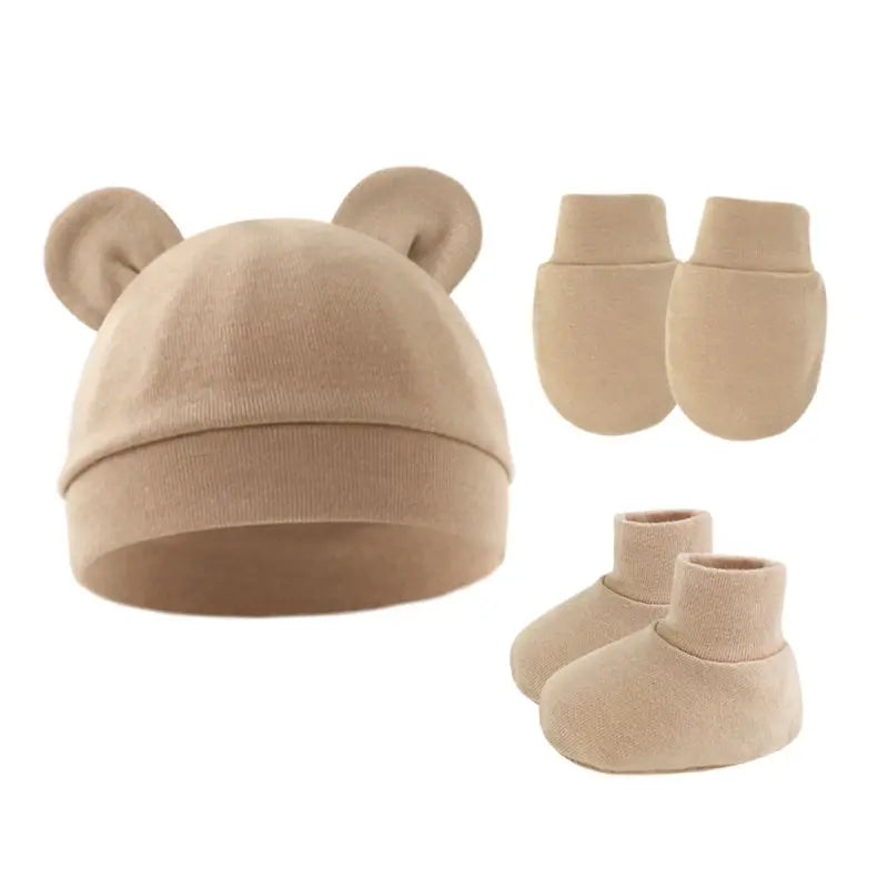 Newborn Baby Beanie & Mittens Set – Soft Cotton Hat & Gloves Gift Set