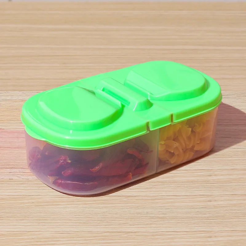Dual Compartment Food Storage Container – Reusable Sealed Snack, Herb & Spice Box