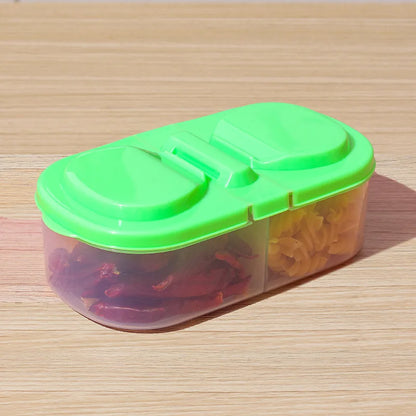 Dual Compartment Food Storage Container – Reusable Sealed Snack, Herb & Spice Box