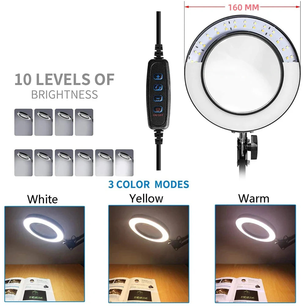 72LED 8X/10X USB Magnifying Glass with 3 Colours Light (10 different variants available)