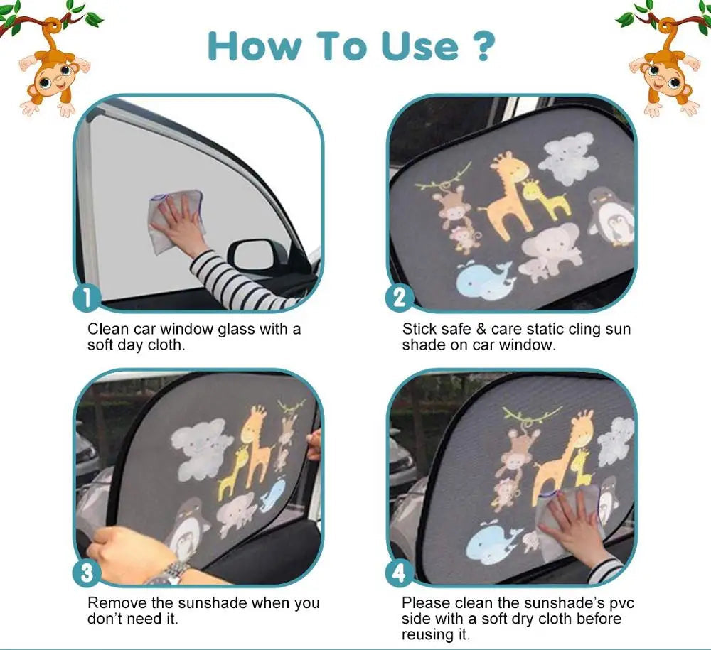 Universal Car Window Sun Shade – UV Protection Static Cling Sunshade (2 Pack)
