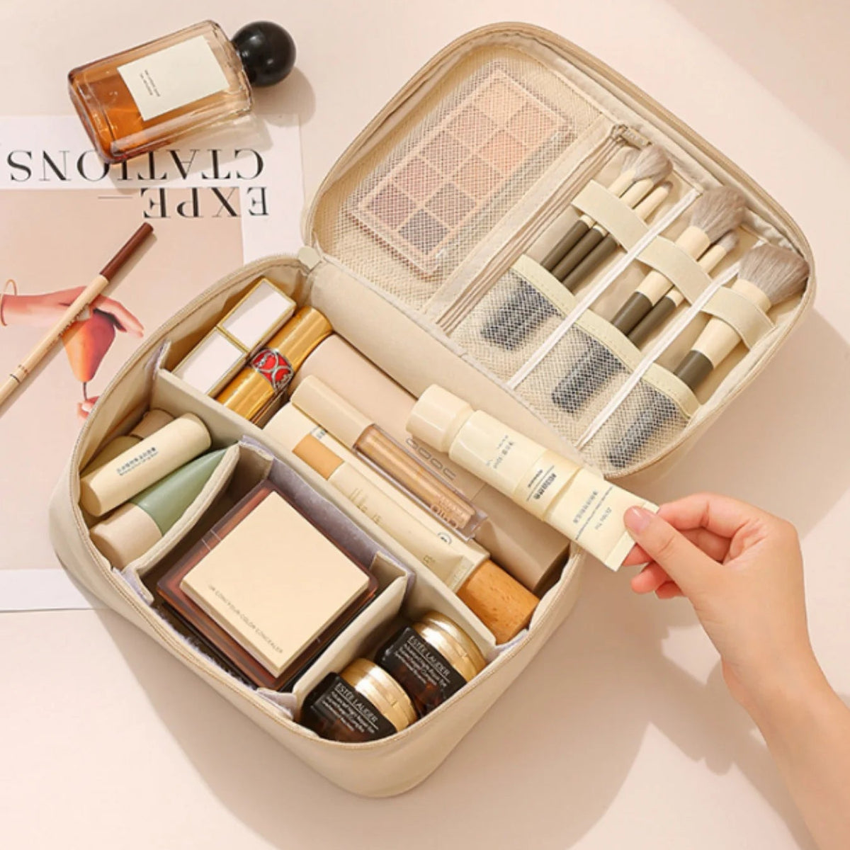 Travel Toiletry & Makeup Organiser Bag – Oxford Cloth Single or Double Layer Cosmetic Storage Case