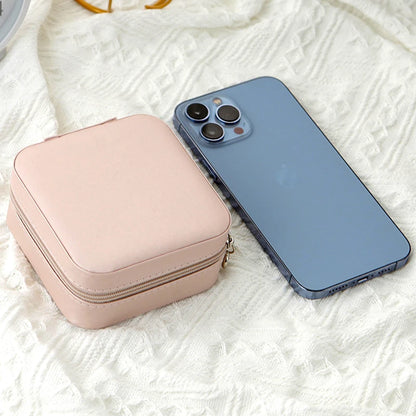 Portable PU Leather Jewellery Box – Mini Travel Jewellery Organiser Case
