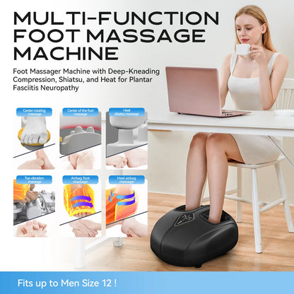 Shiatsu Foot Massager with Heat & Air Compression – Electric Foot Massage Machine
