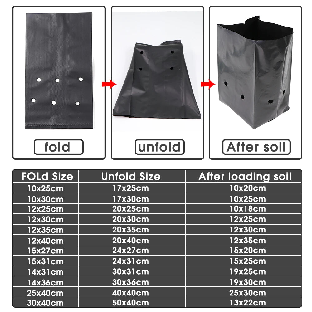 Black PE Seedling & Transplant Grow Bags – Punched Nursery Planting Bags