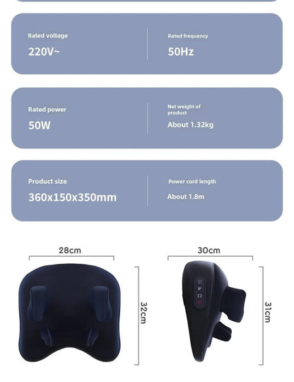Rechargeable Shiatsu Massage Pillow – Heated Neck, Shoulder & Back Massager