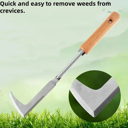 Stainless Steel Weeding Tool – L-Shaped Garden Weed Remover