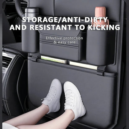 6-Pocket Car Backseat Organiser – Waterproof Seat Storage & Kick Protector