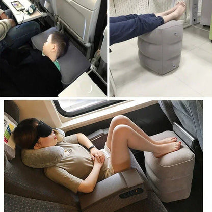 Inflatable Travel Footrest Pillow – Adjustable Airplane, Car & Bus Leg Rest
