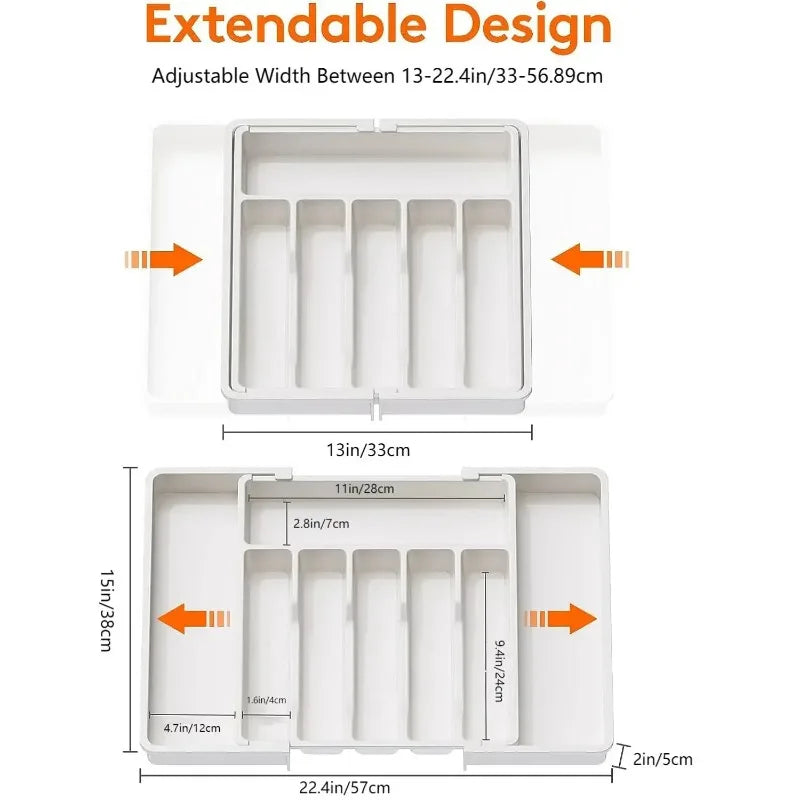 Adjustable Cutlery Drawer Organiser – Expandable Kitchen Utensil Tray