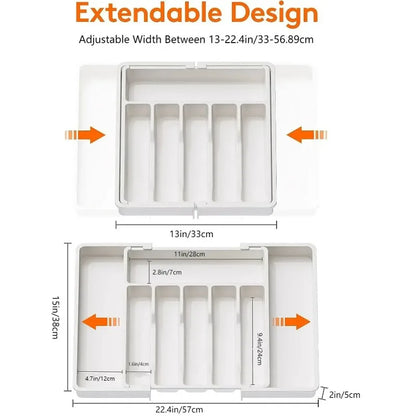 Adjustable Cutlery Drawer Organiser – Expandable Kitchen Utensil Tray