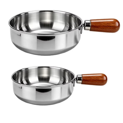 Stainless Steel Milk Pot with Wooden Handle – Induction Compatible Saucepan
