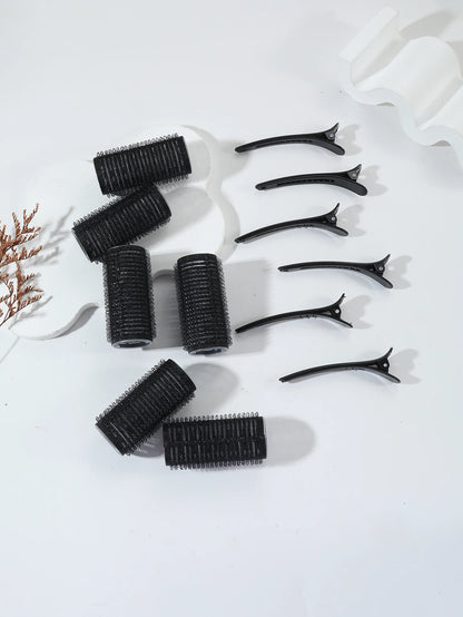 12-Piece Heatless Hair Curler Set – Self-Grip Rollers & Fringe Styling Clips