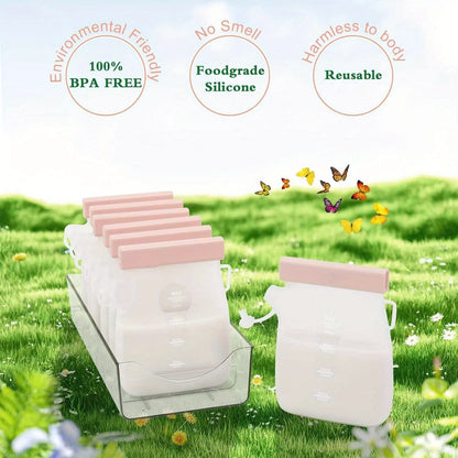 Reusable Silicone Breast Milk Storage Bag – 320ml Self-Standing Freezer Bag