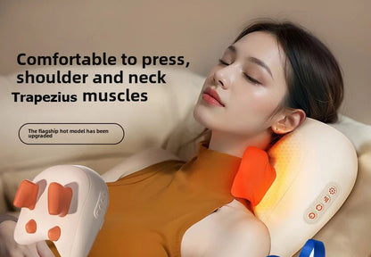 Rechargeable Shiatsu Massage Pillow – Heated Neck, Shoulder & Back Massager