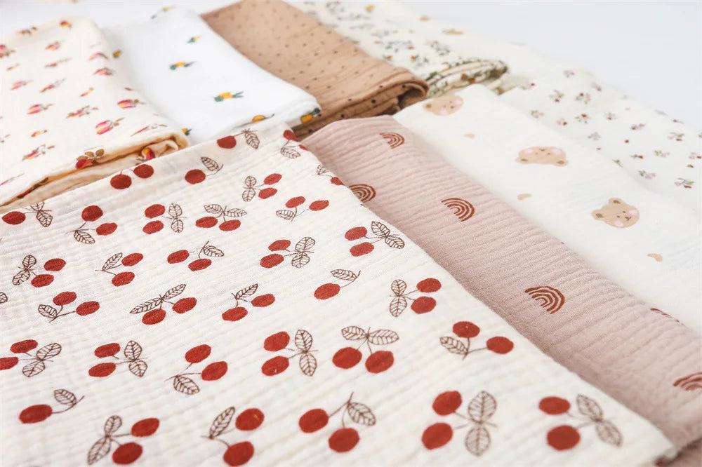 Floral Cotton Muslin Swaddle Blanket – Baby Wrap, Pram Cover & Receiving Blanket