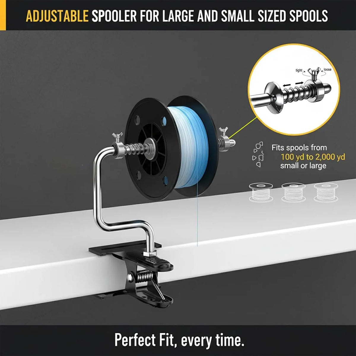 Portable Fishing Line Spooler – Adjustable Reel Spooling Station for Spinning & Baitcasting Reels
