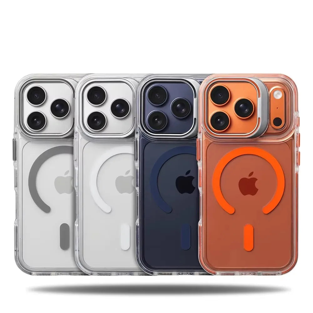 iPhone MagSafe Clear Bumper Case – Shockproof with Stand & Lens Protection