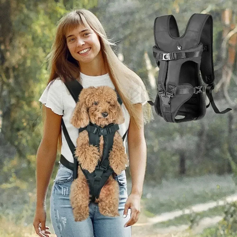 Hands-Free Front Dog & Cat Carrier Backpack – Adjustable Breathable Pet Travel Bag