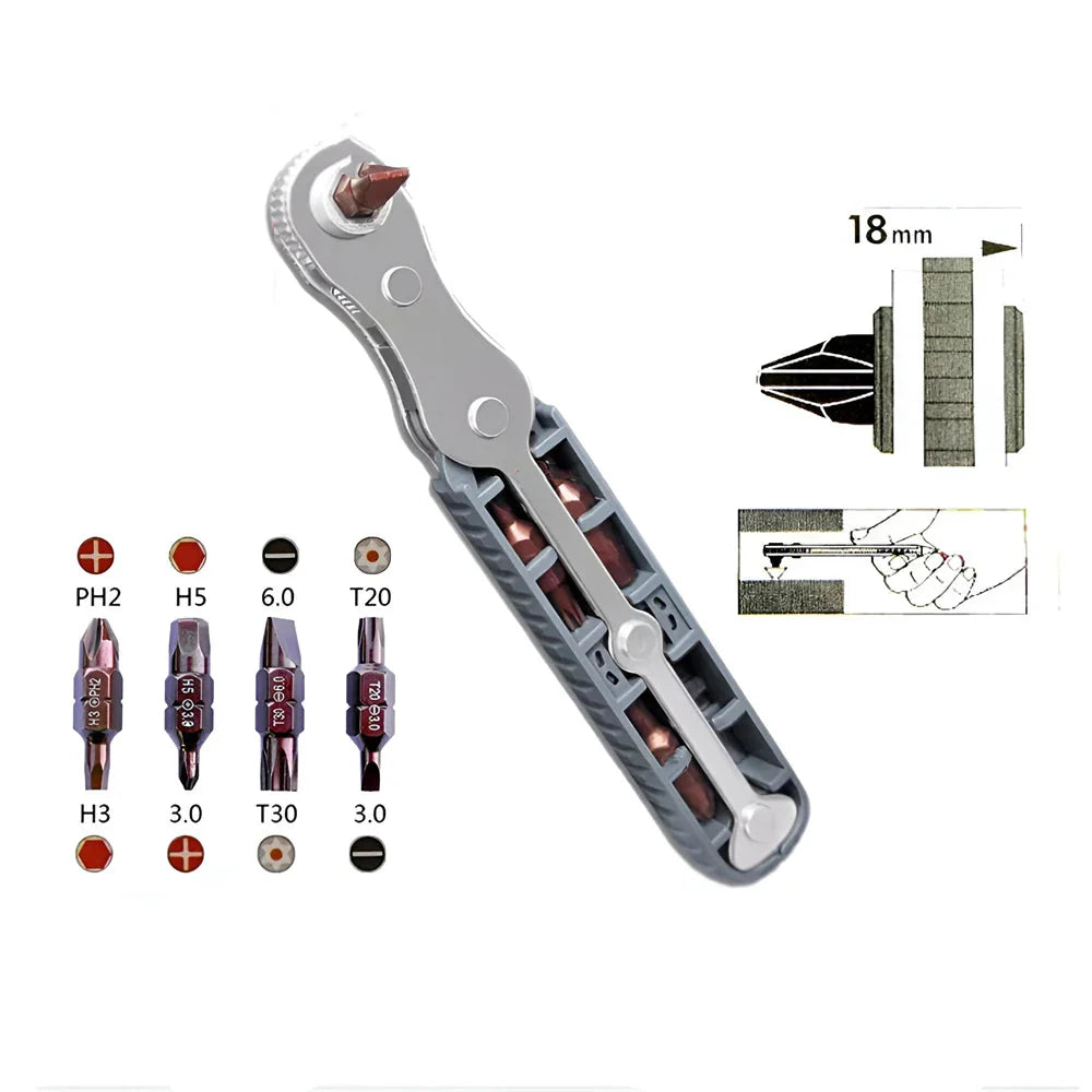 Bidirectional Right-Angle Ratchet Screwdriver Set