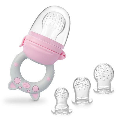 4-Pack Silicone Baby Fruit Feeder & Teether Set – Food Grade Feeding Pacifiers