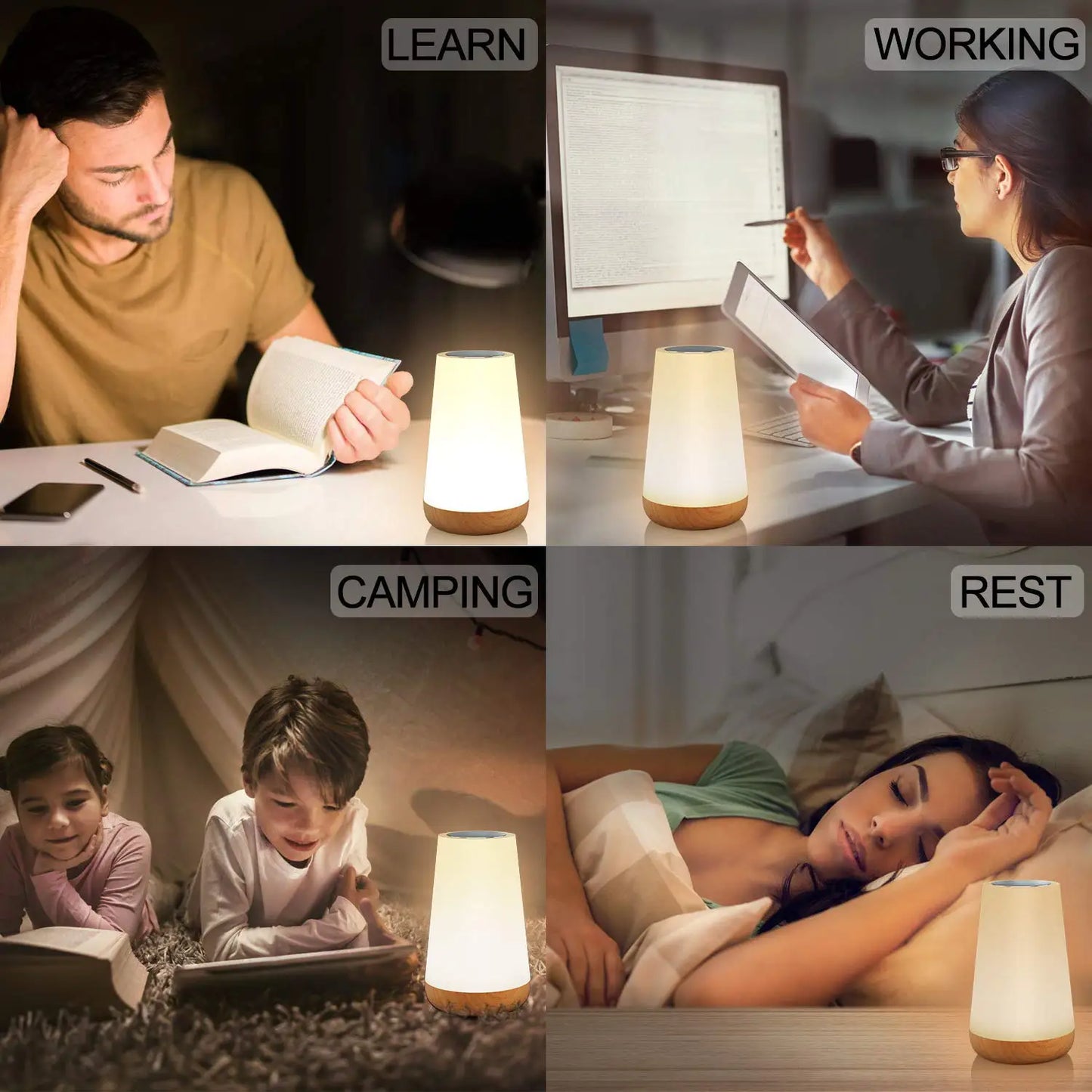 Rechargeable RGB Bedside Night Light – 13 Colours with Touch & Remote Control