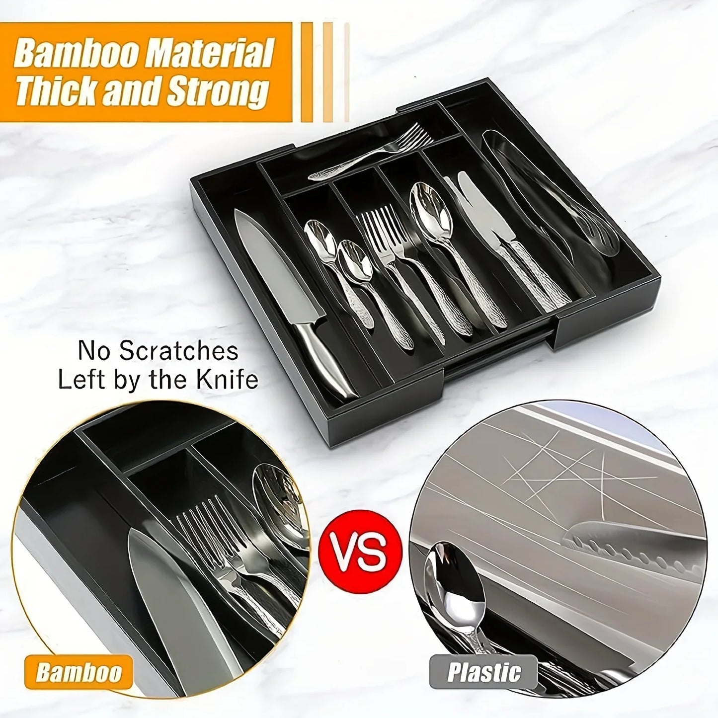 Adjustable Cutlery Drawer Organiser – Expandable Kitchen Utensil Tray