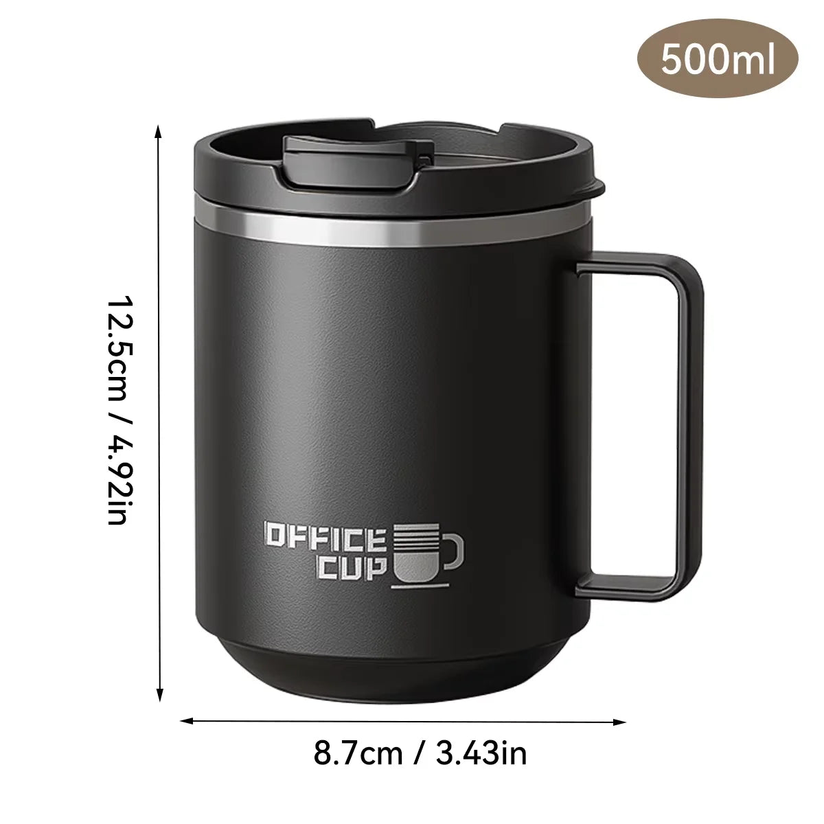 Double Wall Stainless Steel Coffee Mug – Leak-Proof Travel Cup with Handle