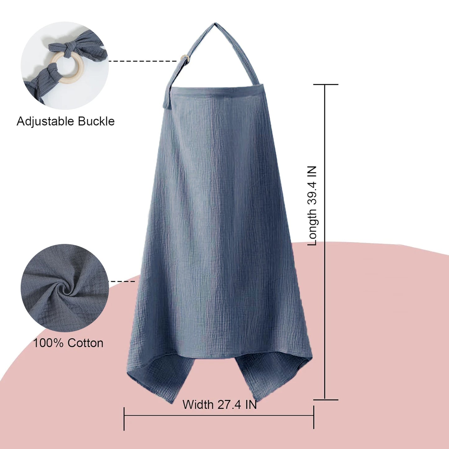 Breathable Muslin Nursing Cover – Arch Neckline Breastfeeding & Baby Cover