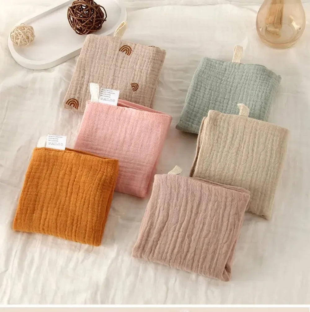 6-Layer Cotton Baby Washcloths – Soft Muslin Burp Cloths & Face Towels (3 or 5 Pack)