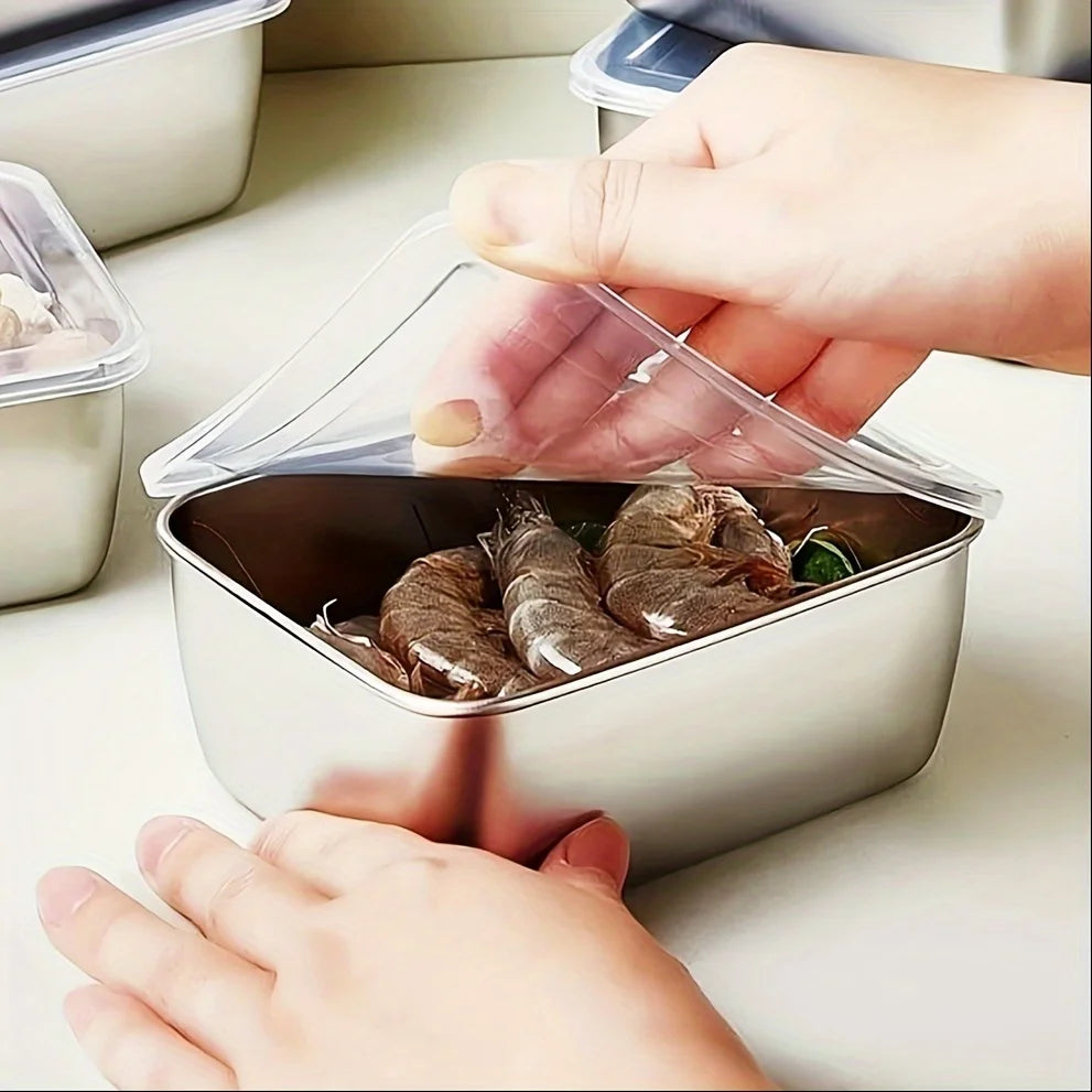 6-Piece Stainless Steel Container Set – Leak-Resistant Stackable Meal Prep Containers