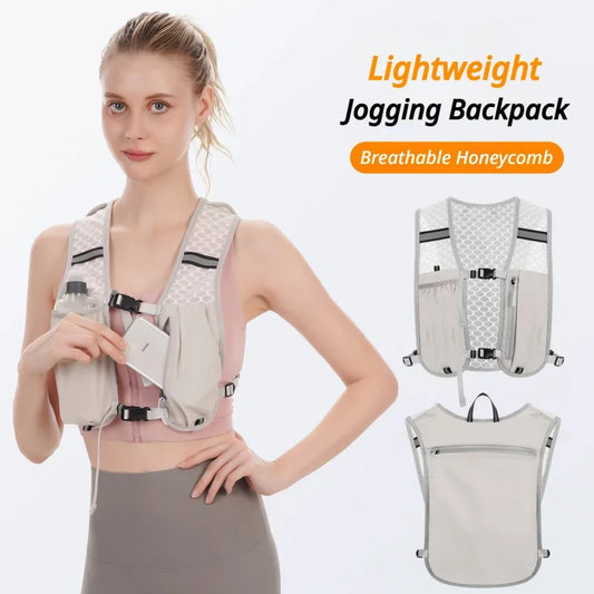 Lightweight Running Vest Backpack – Reflective Sports Chest Pack with Phone & Bottle Storage