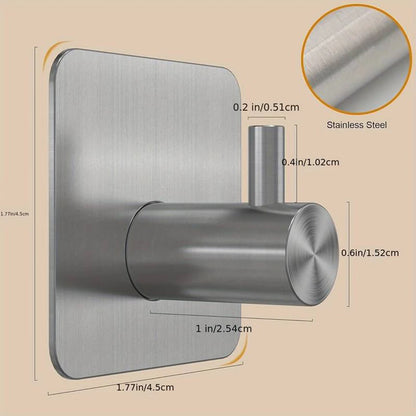 Stainless Steel Adhesive Hooks – No-Drill Wall Hooks for Home Organisation