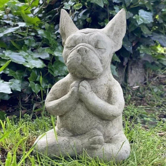 Meditating French Bulldog Statue – Yoga & Zen Garden Ornament