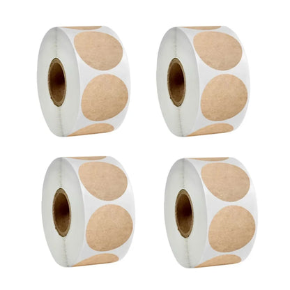 500-Pack Kraft Round Self-Adhesive Labels – Blank Sticker Roll for Organisation & Packaging