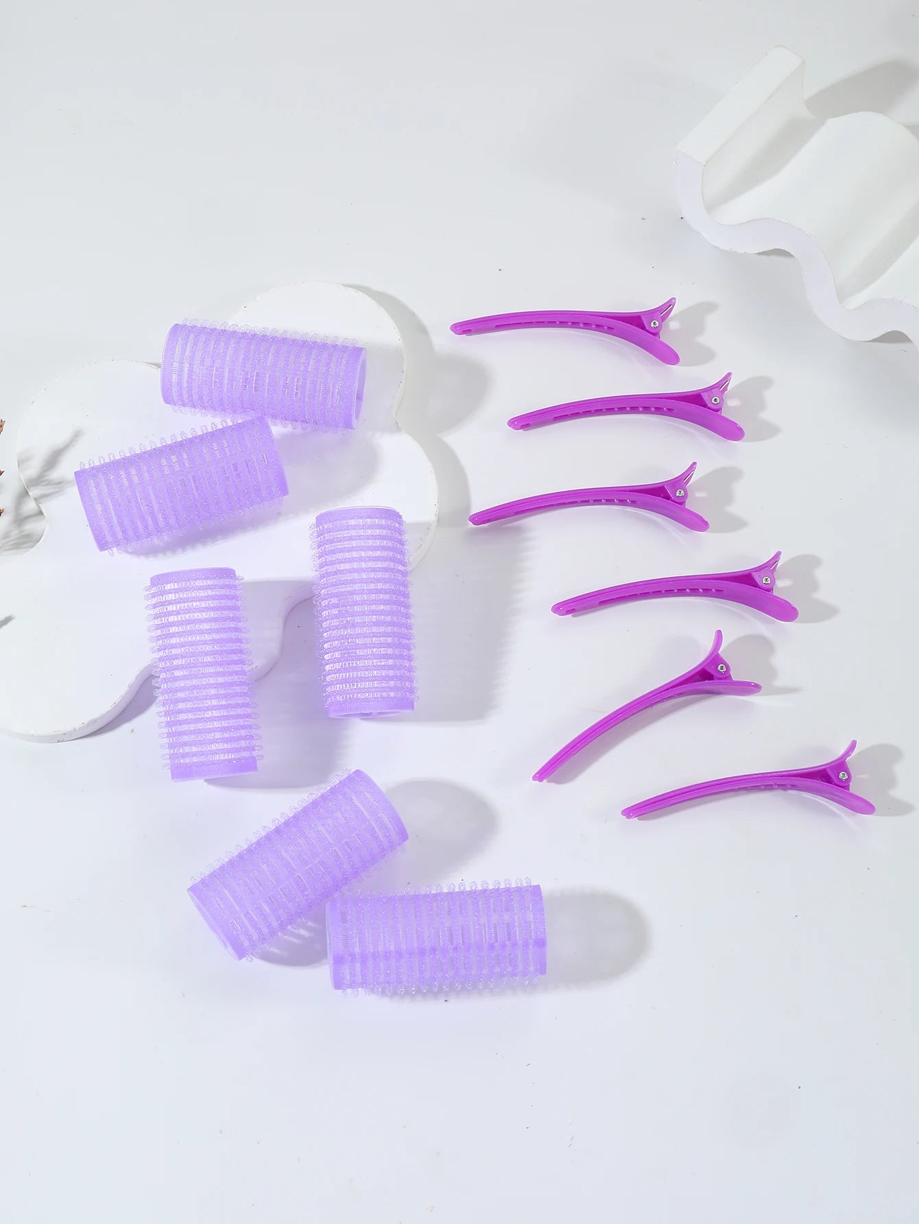 12-Piece Heatless Hair Curler Set – Self-Grip Rollers & Fringe Styling Clips