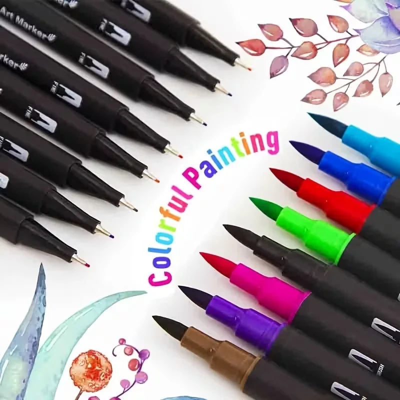 Double-Ended Watercolour Marker 24 Set – Dual Tip Art Pens for Drawing & Crafts