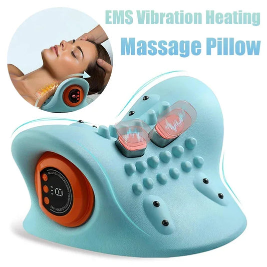 Rechargeable Neck Massage Pillow – Ergonomic Vibration & Kneading Neck Support Cushion